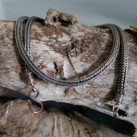 Handcrafted copper Viking knit necklace. - Picture 1 of 3